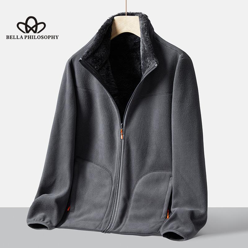Autumn Winter Double-sided Wearing Fleece Clothes Vertical Collar Fleece-lined Warm Fleece Coat Fashion Casual Warm Coat