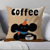 Creative Coffee Illustration Pillow Case Anti-dustmite Pillowcase Invisible zipper silky short plush Sofa cushion cover