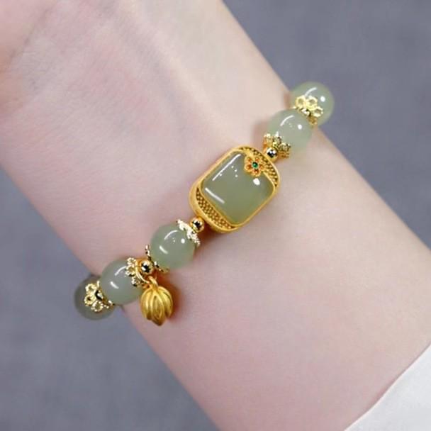 Ping An Double Happiness Buckle Bracelet: Chinese Style, Retro, Simple Elegant Women's Hand Jewelry.