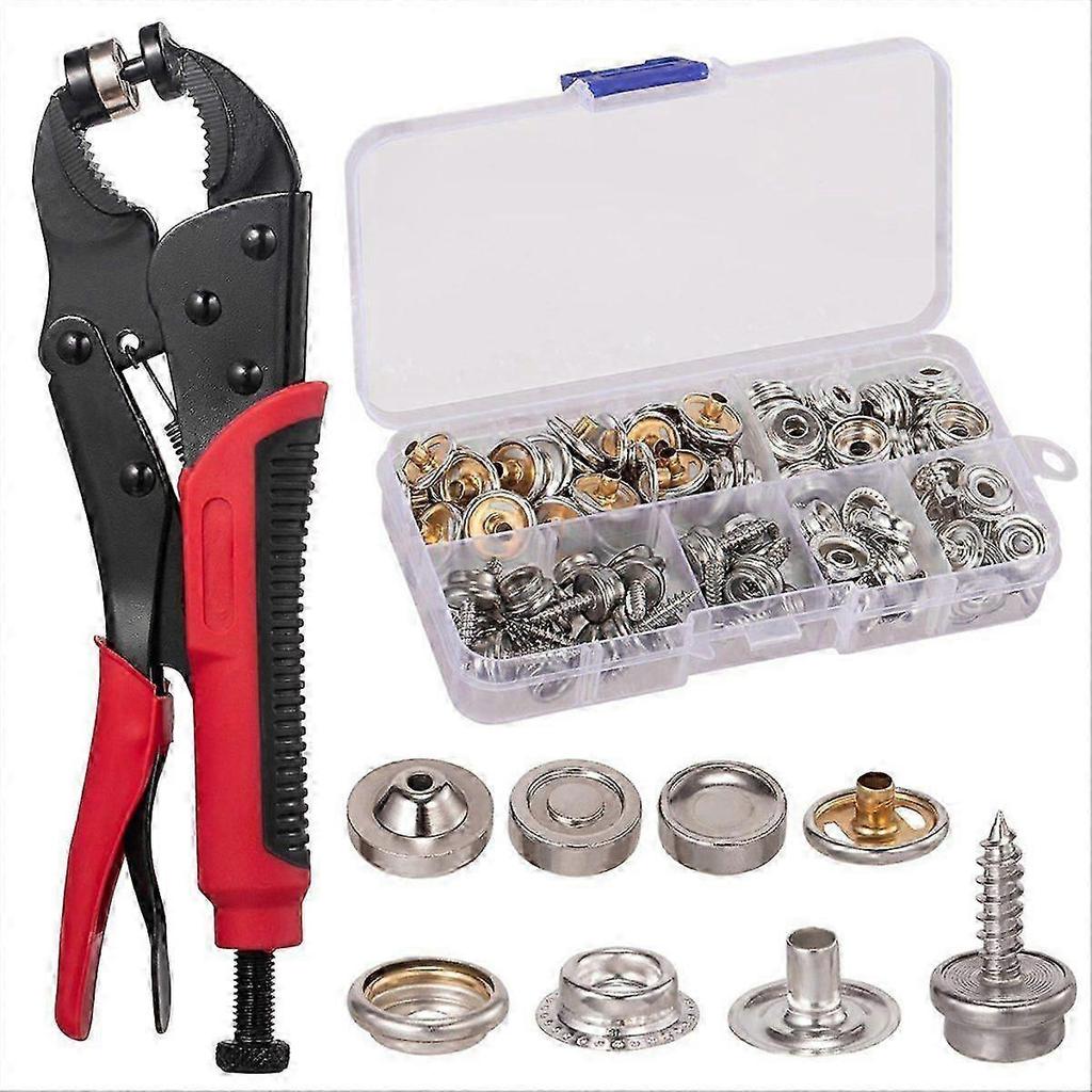 Heavy Duty Snap Fastener Tool Adjustable Snap Button Kit with 3 Dies, for Boat Cover Leather Fabric Cloths DIY