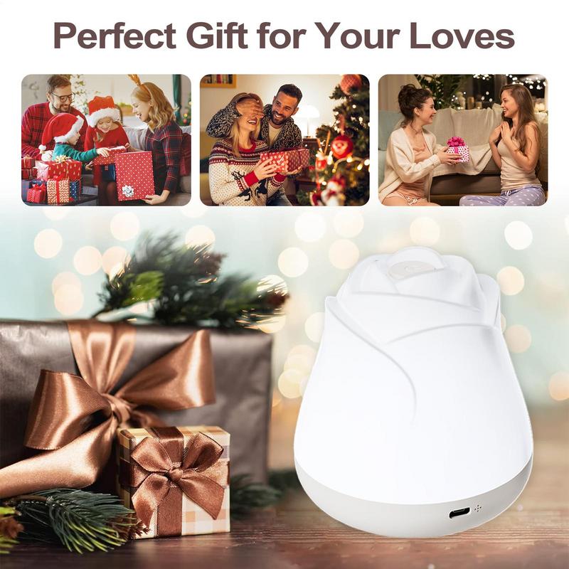 Rose Nightlight For Girls Bedroom Led Rose Table Lamp Rechargeable Rose Light Nursery Nightlight Dorm Decor For Womens Wife