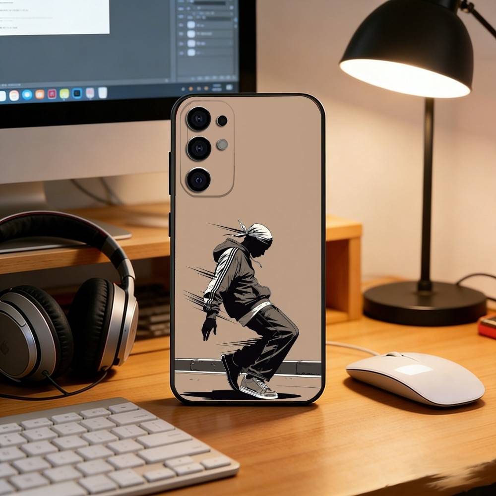 Coque de téléphone illustration Hip-hop pour Samsung S25, S24, S21, S22, S23, S30, Ultra, S20, Plus, Fe, Housse noire en silicone souple