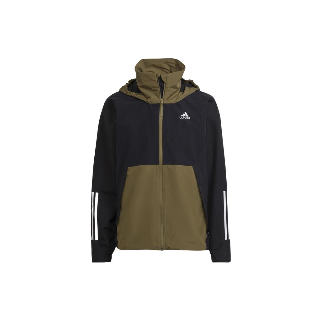 Adidas BSC 3S R.R Jacket With Contrast Panel Hood Men Jackets Olive-Green H65774