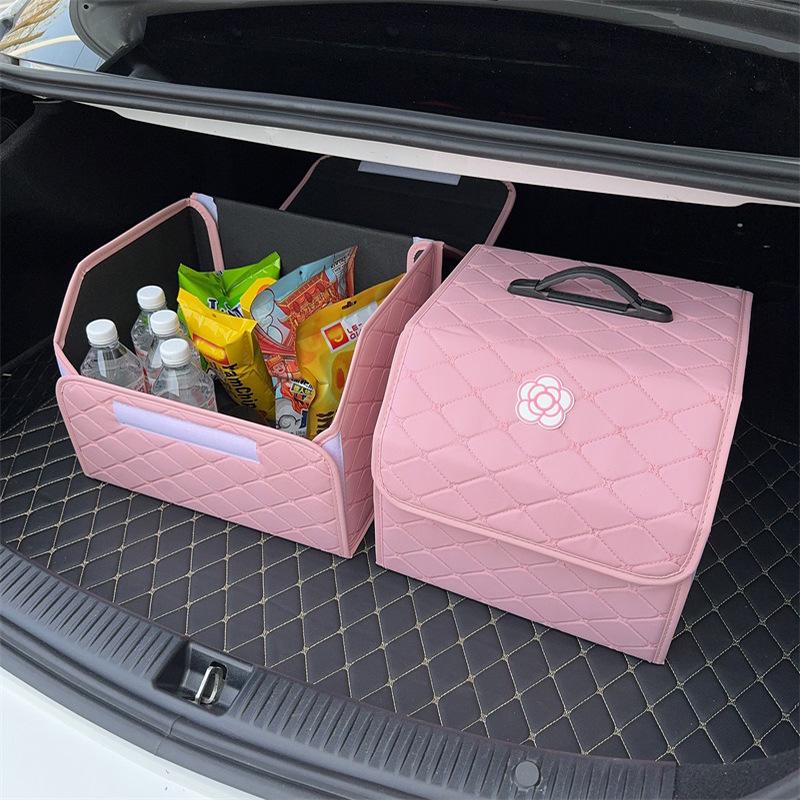 Pink Folding Car Trunk Organizer - Multifunctional Storage Box for Car Supplies