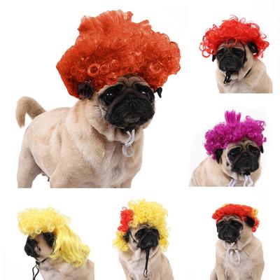 Lustige Haustier-Perücke, glatt, glänzend, rutschfest, mit verstellbarem Band, lockiges Haar, Katze, Halloween, Weihnachten, Party, Cosplay, Kopfschmuck, Foto-Requisite, Hund, Katze, Perücke