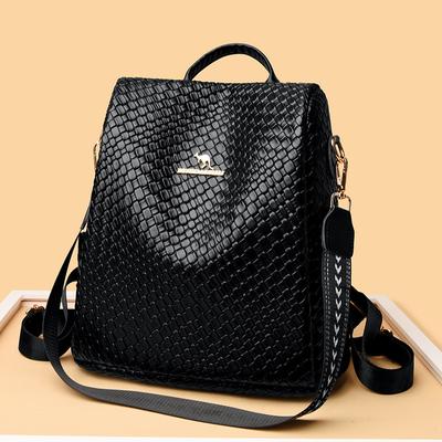 Popular Woven Leather Backpack Multi-functional Bag Anti-theft Student Schoolbag Travel Backpack