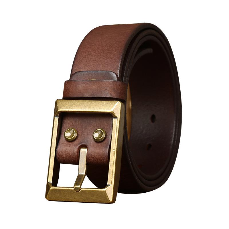 Belt Men's Retro Matte Top-Grain Leather Pin Buckle Genuine Leather Fashion All-Match Casual Jeans Belt Young People