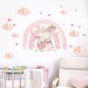 Watercolor Cartoon Rabbit Pink Rainbow Clouds Love Wall Stickers for Kids Room Girl Bedroom Nursery Decoration Bunny Wall Decals
