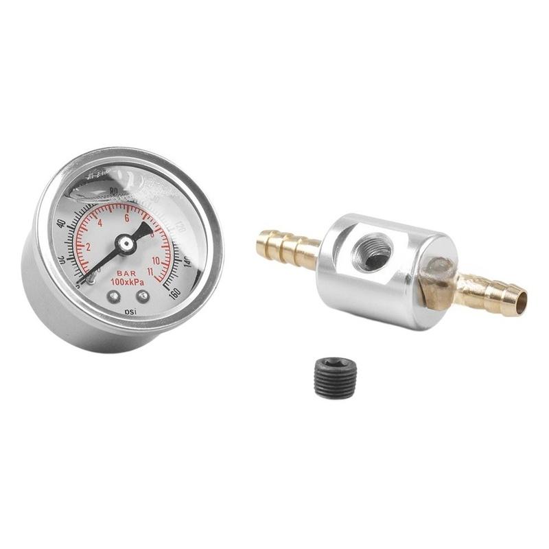 Fuel Pressure Gauge Adaptor Assembly with 1/8 NPT Inlet AN6 Outlet 9mm Hose Barb and Tee Connector for Monitoring