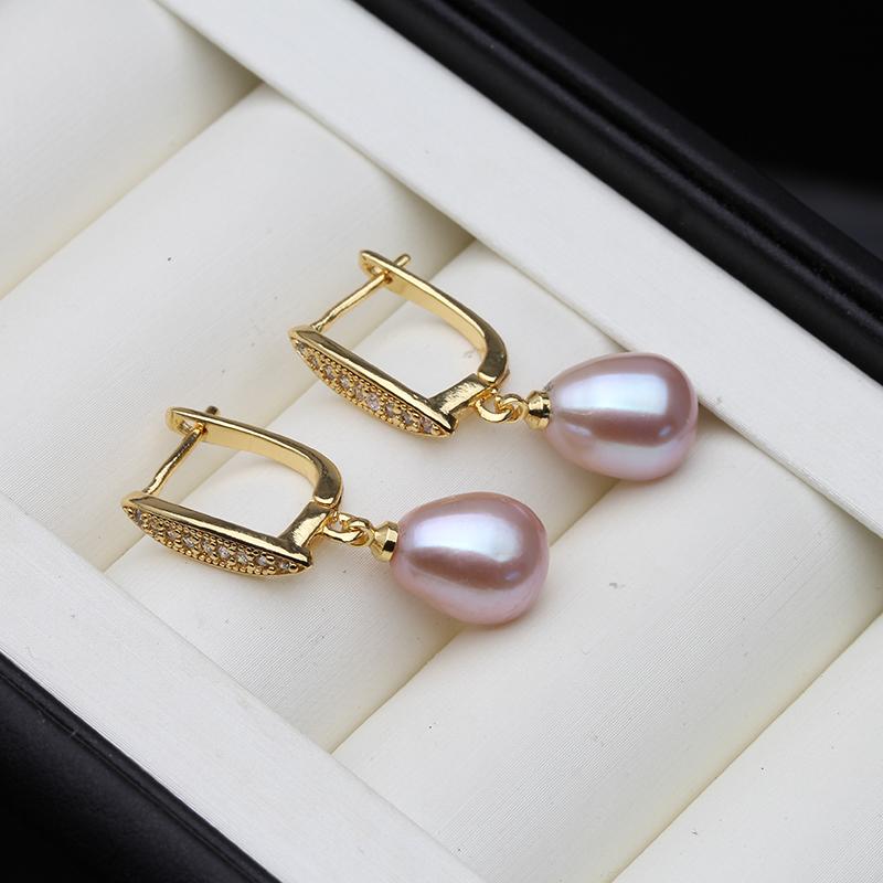 New Real Pearl 925 Sterling Silver Drop Earrings For Women Fashion Zircon Dangle Earrings Natural Freshwater Pearl Jewelry Hot