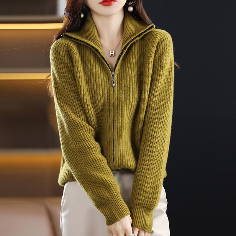 Cardigan damă din cașmir Qinghe cașmir 30% cașmir 70% lână toamnă și iarnă cardigan îngroșat din cașmir moale și cald