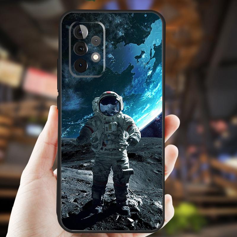 Space Moon Astronaut Case For Samsung Galaxy A15 A35 A55 A53 A33 A13 A36 A56 A26 A16 A22 A32 A52 A54 A34 A05 A06