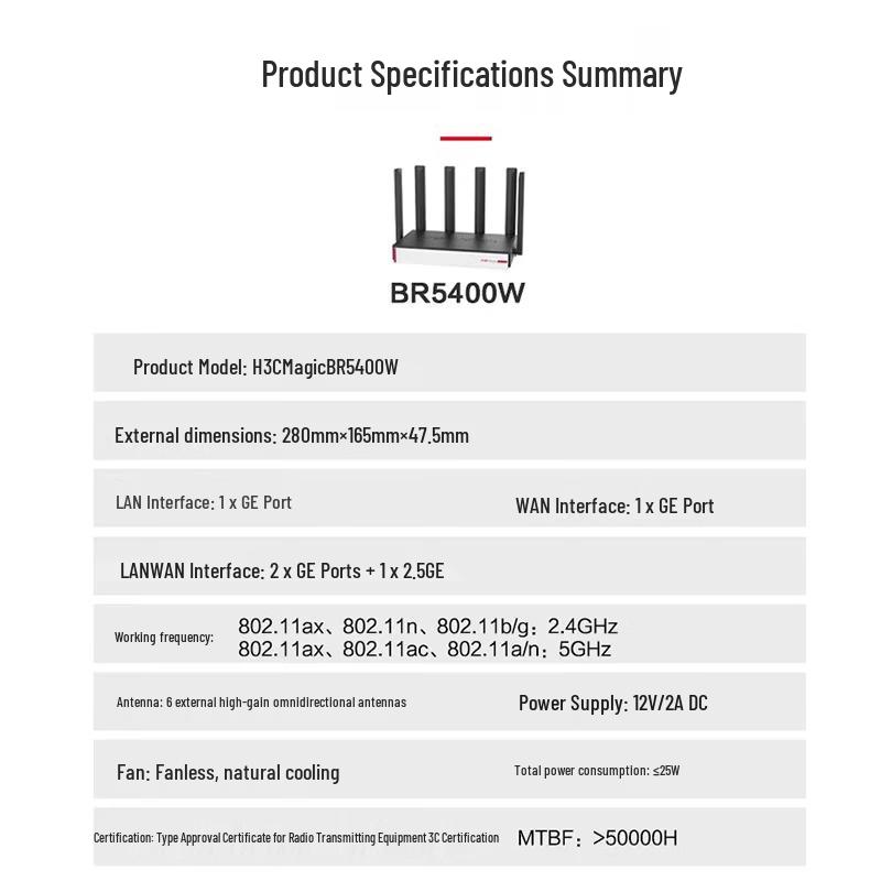 H3C AX5400 WiFi 6 Multi-WAN Router with 2.5G Port (CN version)