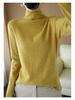 Women's 100% Pure Wool Turtleneck Sweater - Fashionable Autumn/Winter Knitted Cashmere Base Layer Top