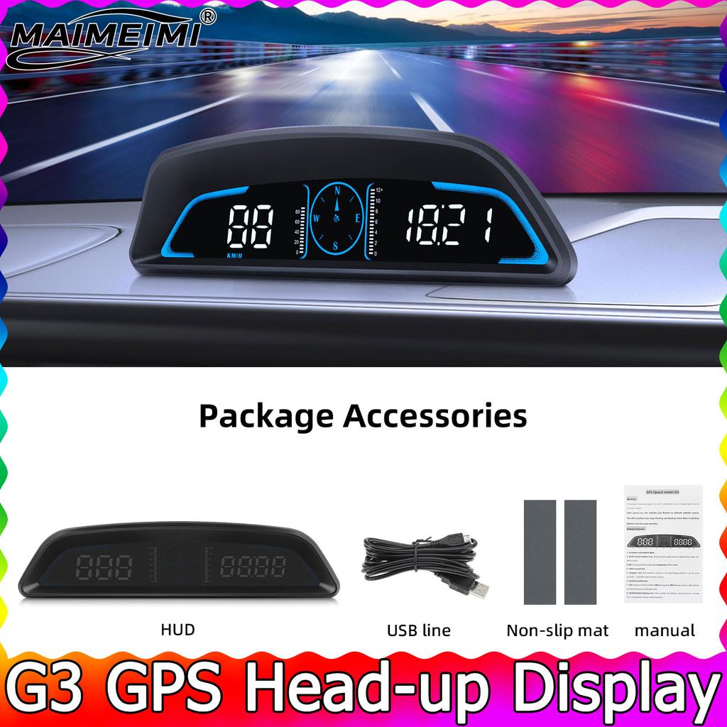 Auto Speedometer Digital Alarm Reminder Meter Head Up Display G3 GPS HUD For All Car 12V Electronics Accessories RPM Water Temp