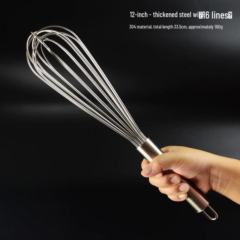 Commercial 304 Stainless Steel Egg Beater - 16 Wire Whisk for Baking and Whipping Cream, Large Size