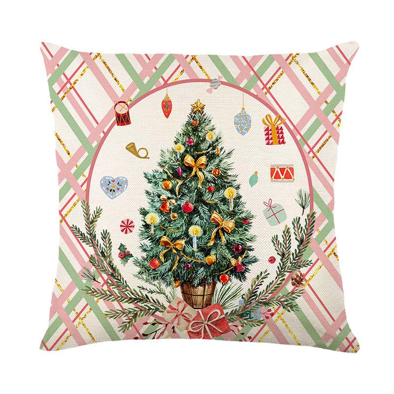 Christmas Pillowcase Decorative Linen Printed Porch Courtyard Sofa Home Decoration Pillowcase