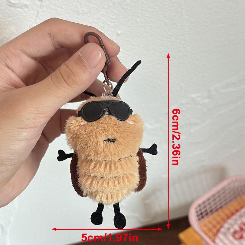 1/3Pcs Cute Cockroach Doll Keychain Creative Stuffed Animal Keyring School Bag Pendant Backpack Hanging Decoration Lovely Gift