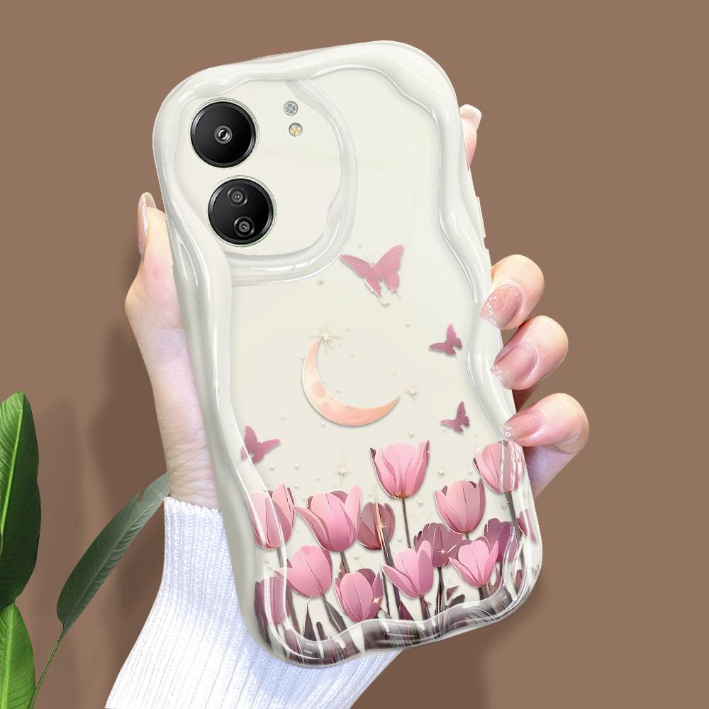 Cute Cartoon Pattern Cream Texture Casing Wavy Edge Soft Silicone Cover Phone Case for Xiaomi Redmi