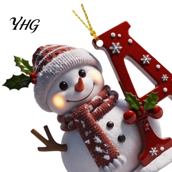 Acrylic Holiday Keepsake Gifts 2D Snowman Christmas Ornaments, Personalized Letter Ornaments for Tree, Unique Souvenirs Initial Ornament, Ornament DIY