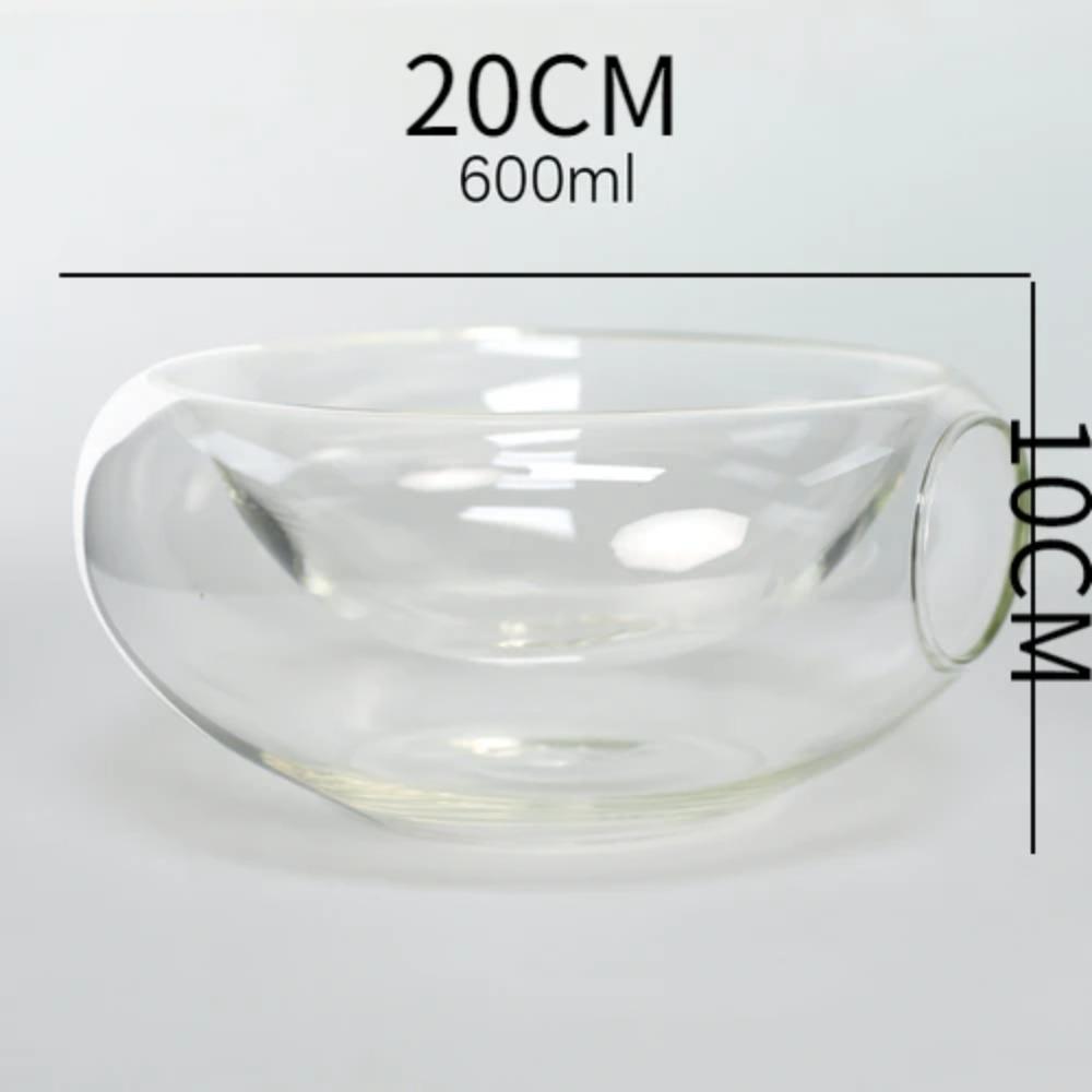 Transparent High-temperature Glass Bowl with Side Opening Dry Ice Bowl Creative Cuisine Tableware Special Restaurant Salad Bowl