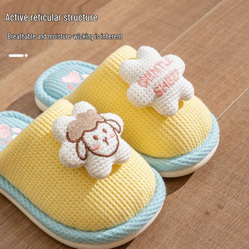 Süße rutschfeste Baumwollhausschuhe für Kinder - Prinzessinnen- & Hasen-Designs, Perfekt für den Innenbereich im Herbst/Winter