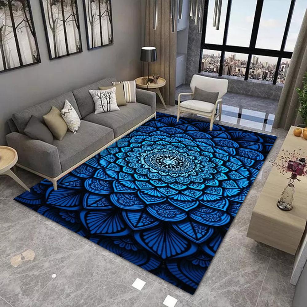 Mandala Carpet Mat Rug 3D Bohemian Colorful Floral Design Modern Living Room Home Decor Non-Slip Soft Floor Mat Bedroom Decor