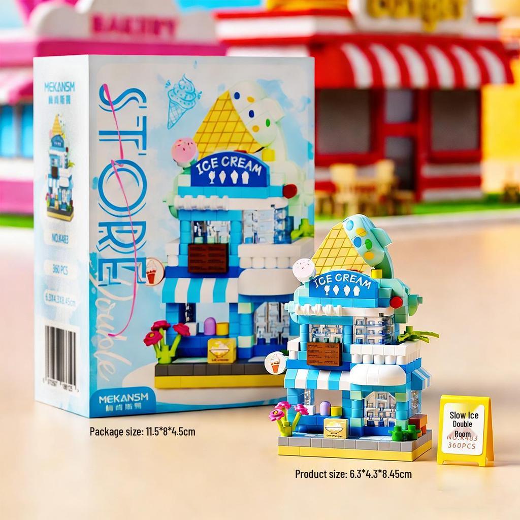 Mekensm Micro-Particle Building Blocks Educational Vending Cart Model Toy for Kids
