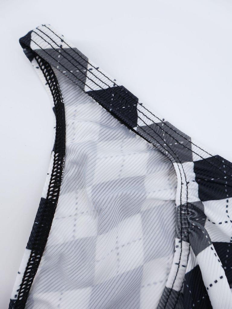Plaid Ice Silk Ribbed Men's Breathable Underwear Triangle Briefs