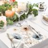 Bonhause Watercolor Floral Placemats Set of 4, 12x18 Inch Blue Brown Flower Leaves Kitchen Dining Table Mats Washable Place Mats for Indoor Outdoor