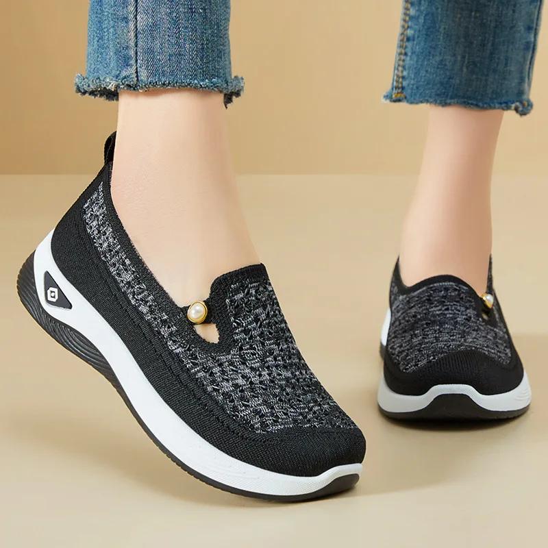 2025 Spring and Autumn Casual Shoes Cross-border Temu Soft Sole Lightweight Breathable Mother Shoes