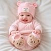2Pcs/Set Warm Baby Hat Socks Set Soft Infant Cap Socks Cute Baby Turban Socks  Autumn Winter