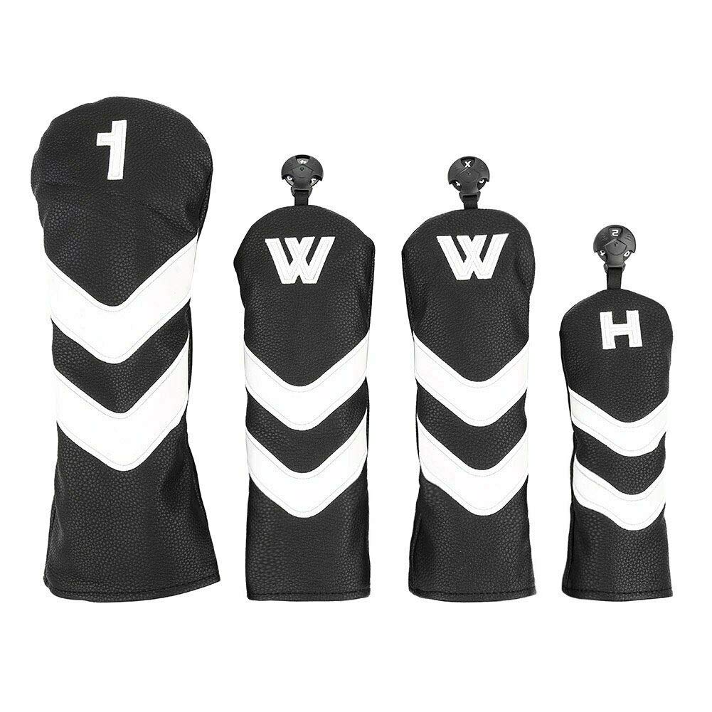 

Set of 4 Golf Putter Club Headcover Fits and Hybrid Headcovers Headcovers, Headcovers, Set, Driver, Fairway, UT, (Black)