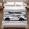 Car Racing Theme Soft Blanket Personalized Custom Name Text Print Warm Blanket Home Sofa Bedroom Decor