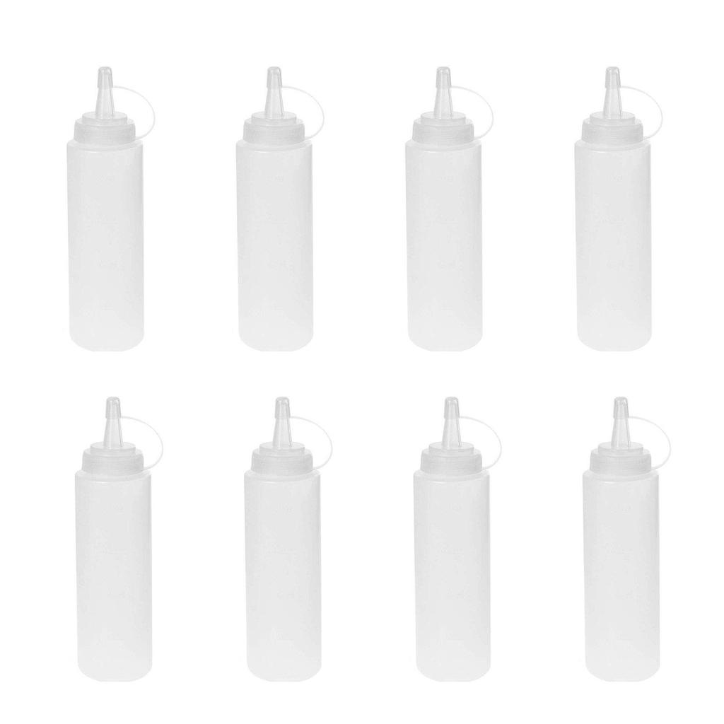 8-Pack Multipurpose Condiment Bottles For Dressing, More  Reusable Plastic Containers With Lids,  , Dishwasher Safe By 8 Oz/240 Ml