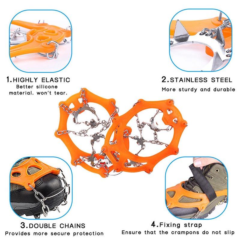 Ice Teeth 18 Snow Crampons Antislip Climbing Gripper Shoe Covers Cleats Spike