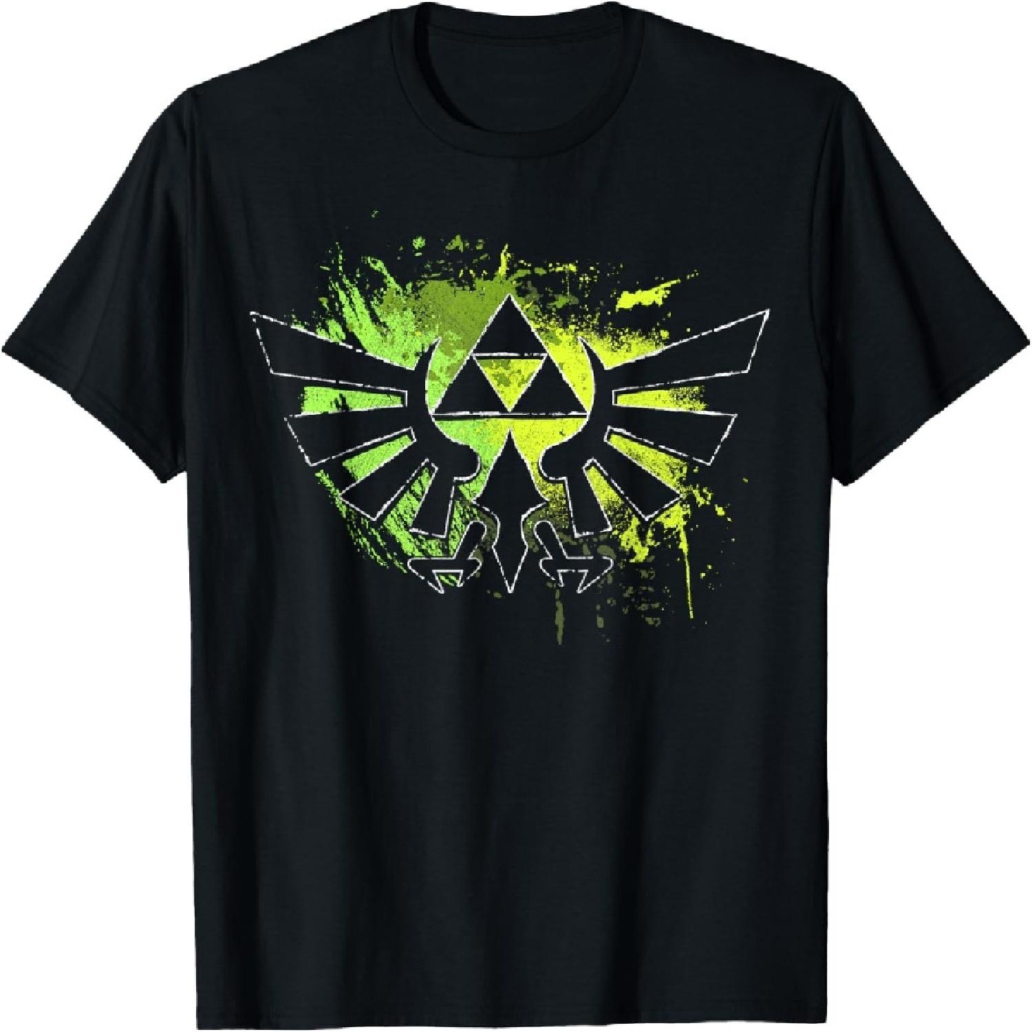 Legend Of Zelda Triforce Logo Paint Splatter Graphic T-Shirt T-Shirt S