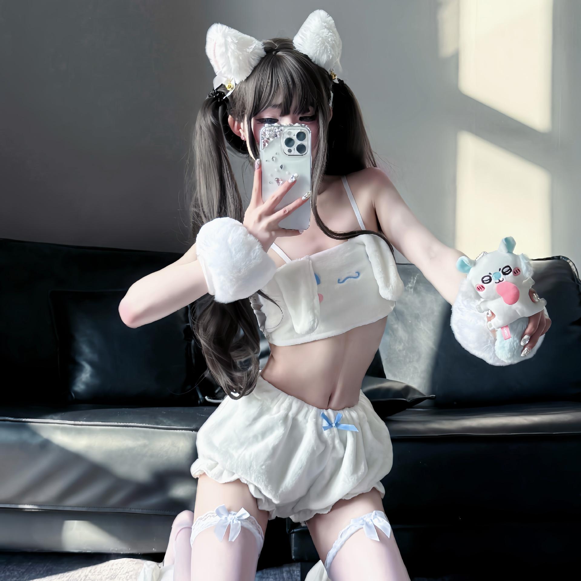 

Erotic underwear female cute girl cute jade cinnamon dog melody bra set flannel cute girl set One size fits all