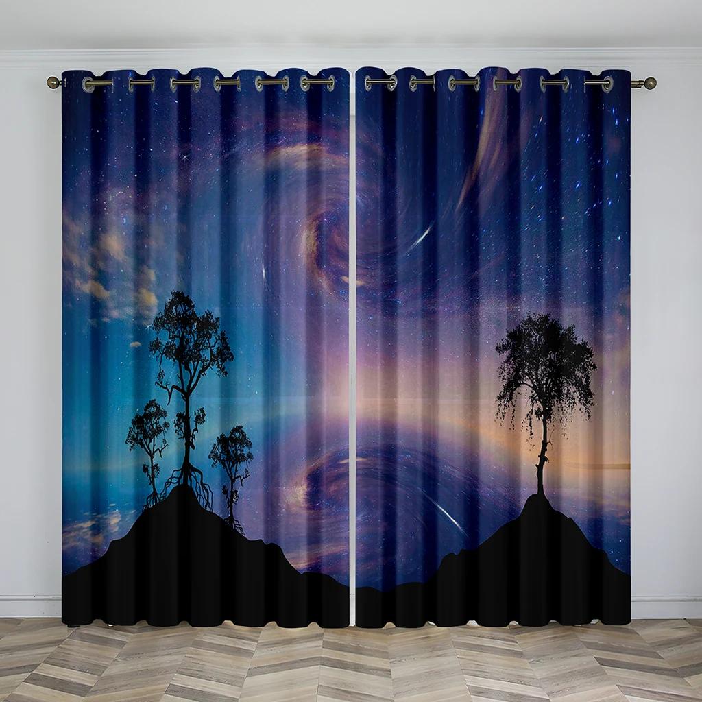 3D Digitaler Sonnenuntergang über dem Ozean Ruhig, Verdunkelungsvorhang für Wohnzimmer, Schlafzimmer, Insel, Sommerzeit, 2 Stück Verdunkelung