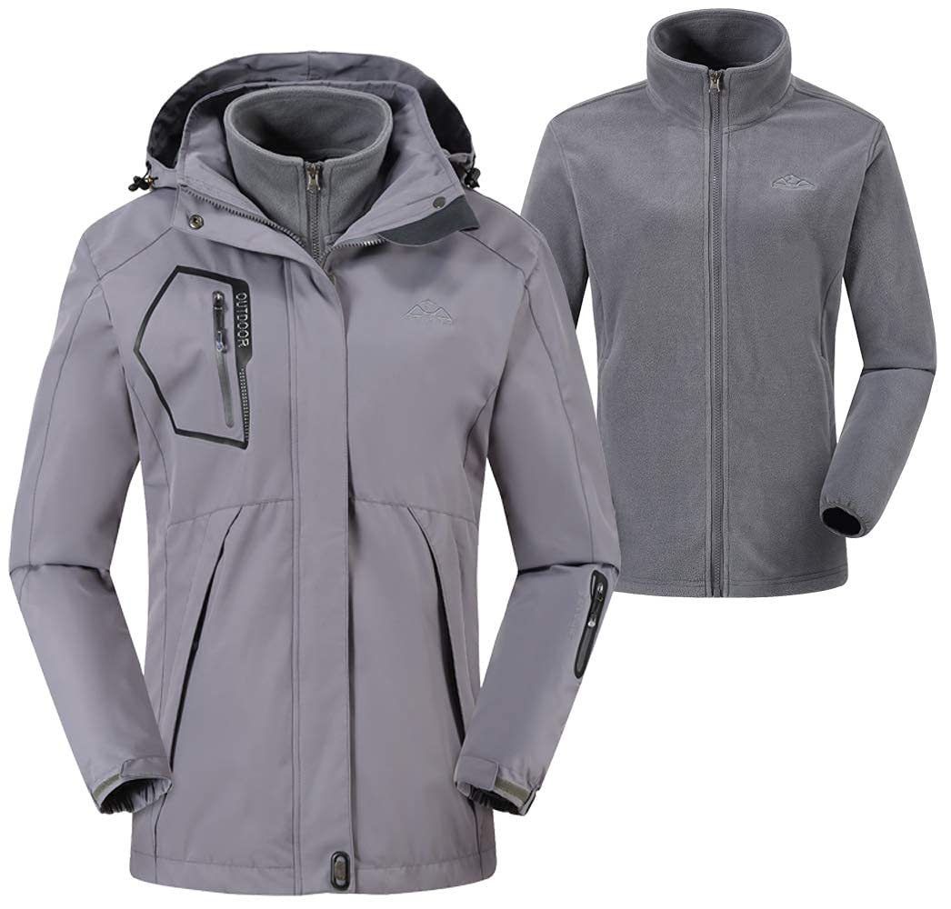 

Outdoor Fleece Mountain Climbing Mountain Cold Weather M [Gopune] Women s Jacket, Lining, Parka, Windbreaker, Outerwear, 3-in-1 Coat, Clothes, Girls, сірий колір
