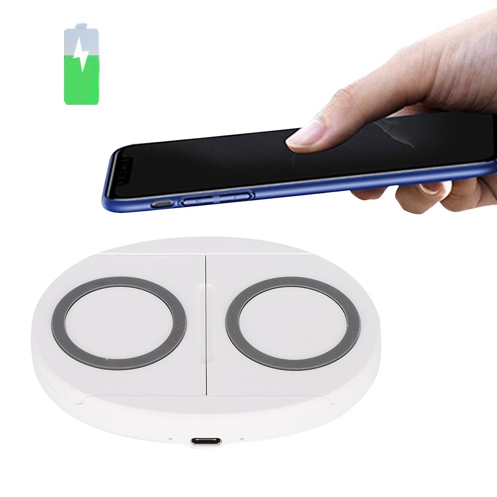 K8 Desktop Wireless Dual Charger Mobile Phone Fast Charging Base with Data CableWhite 5W