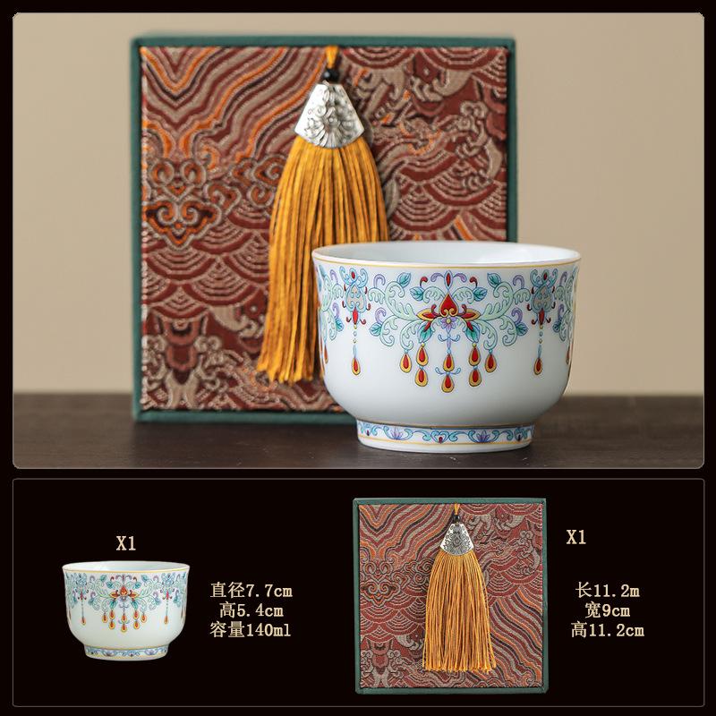 Blue and white bucket color tea cup New Chinese ceramic personal master cup Home office hospitality tea set Press hand small teacup