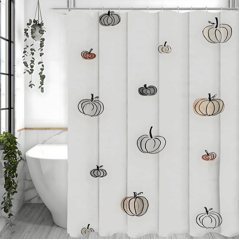 

Fall Pumpkin Shower Curtain, Bathroom Decorative Shower Curtain, Waterproof Shower Curtain With Hooks W60H190(CM)-1 Pcs