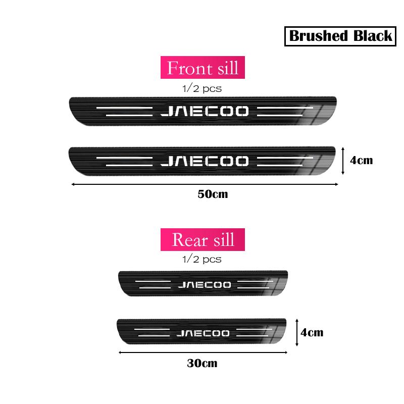 4pcs Car Stainless Door Sill Strip 3D Metal Brushed Black Threshold Sticker for Jaecoo J6 J7 J8 PHEV