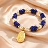 Chic Vintage Imitation Pearl Beads Stainless Steel Virgin Mary Pendant Elastic Bracelets, Religious Jewelry Birthday Gifts