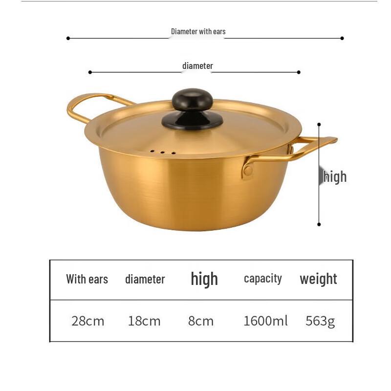 Saint Bede Stainless Steel Double Handle Instant Noodle Pot with Lid
