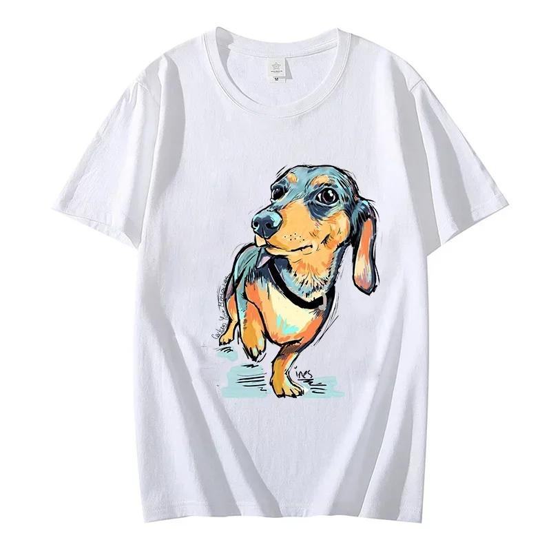 Dachshund Pug Oversized T Shirt Women Men Tops Short Sleeve Tee Shirts Homme White Tshirt Streetwear Funny Dogs Men's Brand Tops