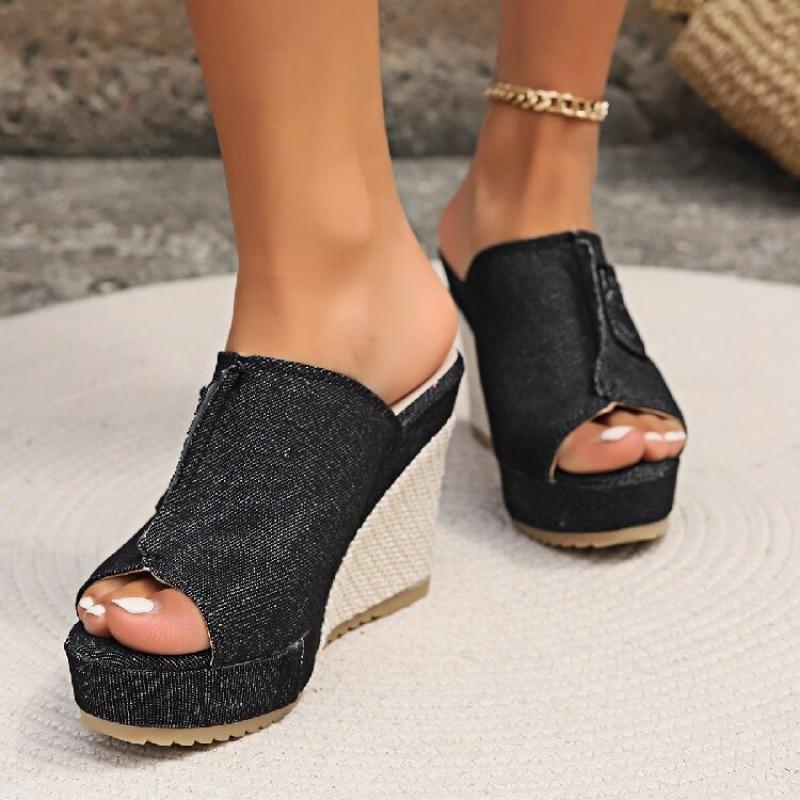 Fashion Women Sandals Summer Chunky Platform Mules Sandals Woman Brand Designer Wedges Slippers Women Plus Size High Heels Beach Shoes
