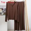 Modal Fiber Sleepwear Set For Women With V Neck Long Sleeve And Comfortable Fit For Nightwear