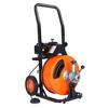 Drain Cleaner Machine 30m x 9.5mm, Auto Feed Sewer Snake Auger on Wheels, Portable Drain Cleaning Machine with 4 Cutters & Air-activated Foot Switch